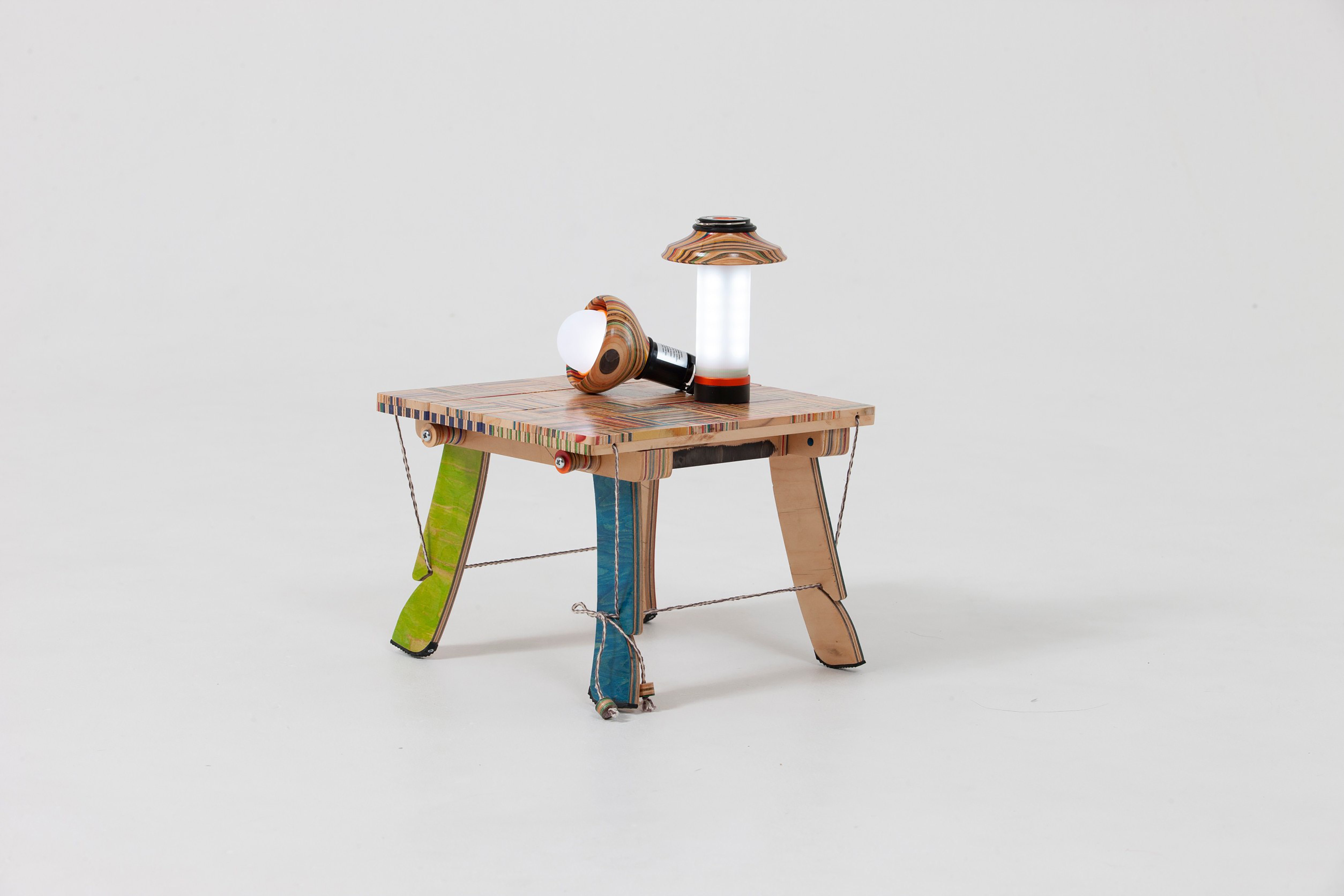 Folding Table and Lamps